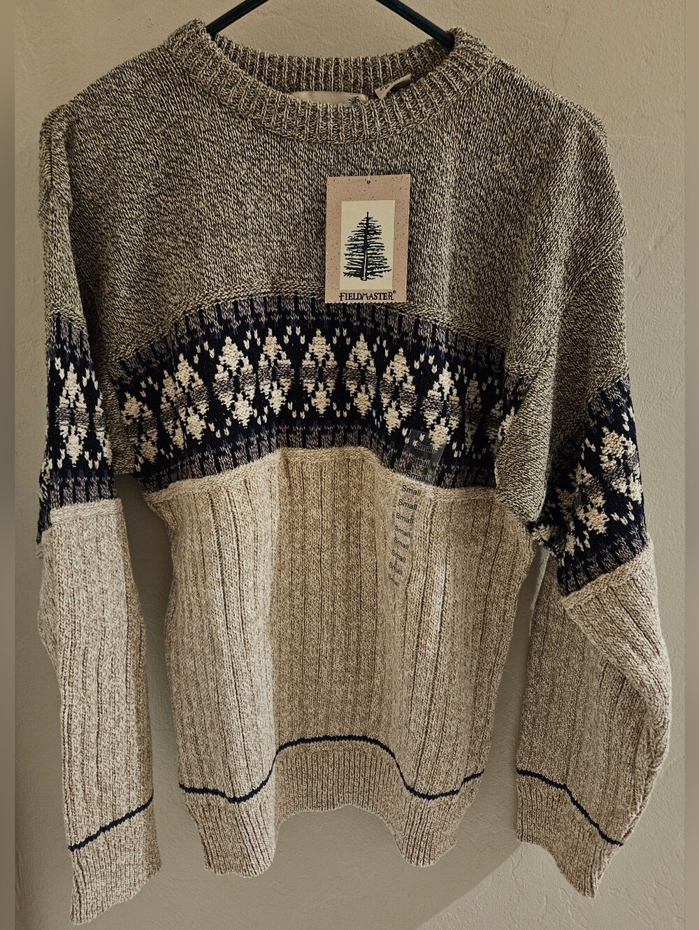 Vtg Sears 90s Fieldmaster Pullover Fair Isle Nordic Fisherman Sweater Mens S NOS